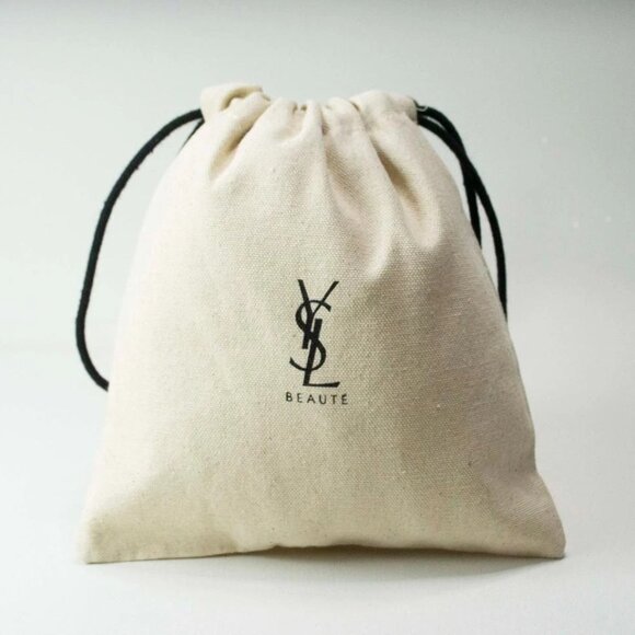 YSL Beige Cotton Drawstring Makeup Pouch Limited Edition Bag Yves Saint Laurent - Picture 2 of 7